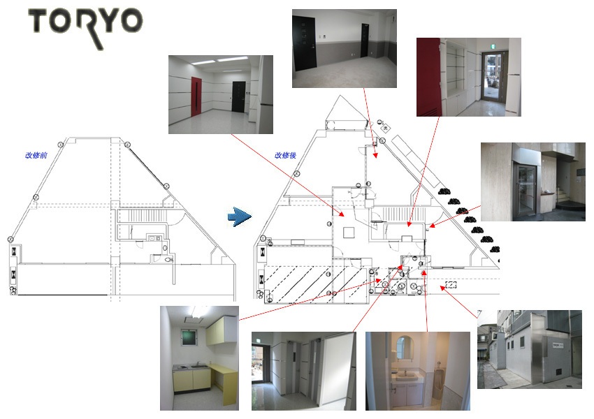 塗料印刷様　改装工事前後　図面